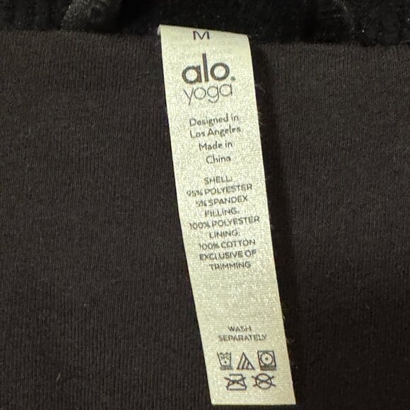 ALO Ribbed Velour Gold Rush Puffer Jacket - Black - Medium - Picture 12 of 13